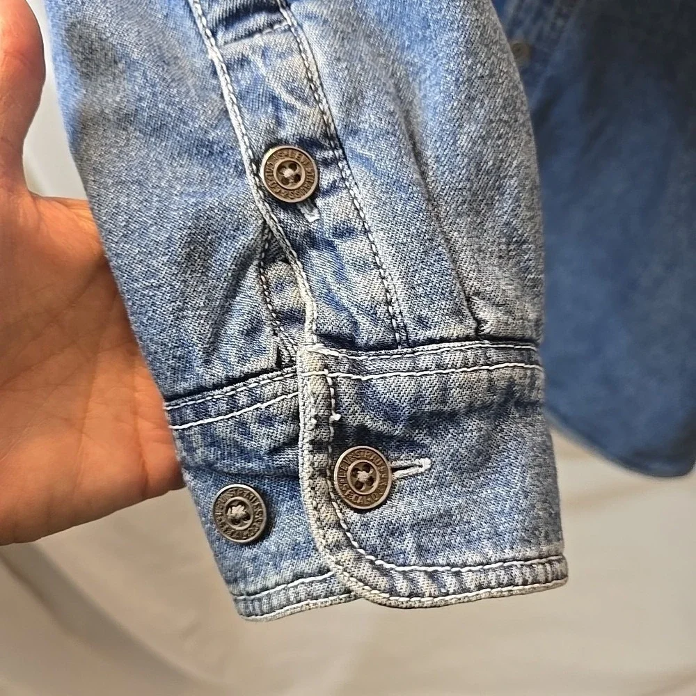 Levi's Strauss Denim Fleece-lined Shacket Jacket Men's Size L Button Up Trucker‎